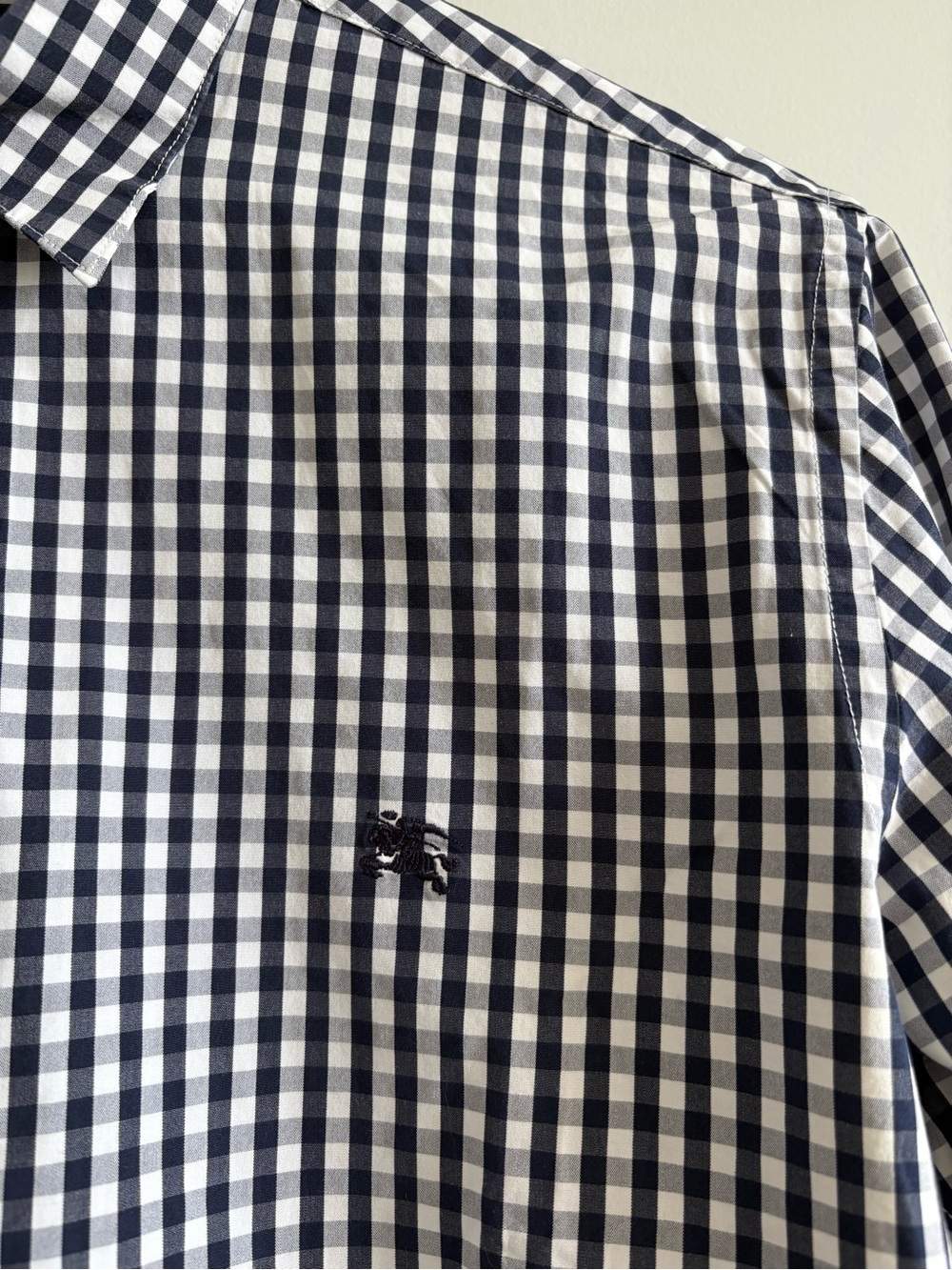 Burberry Brit Navy & White Gingham Check Button-Down Shirt | Size Medium - Picture 3 of 8